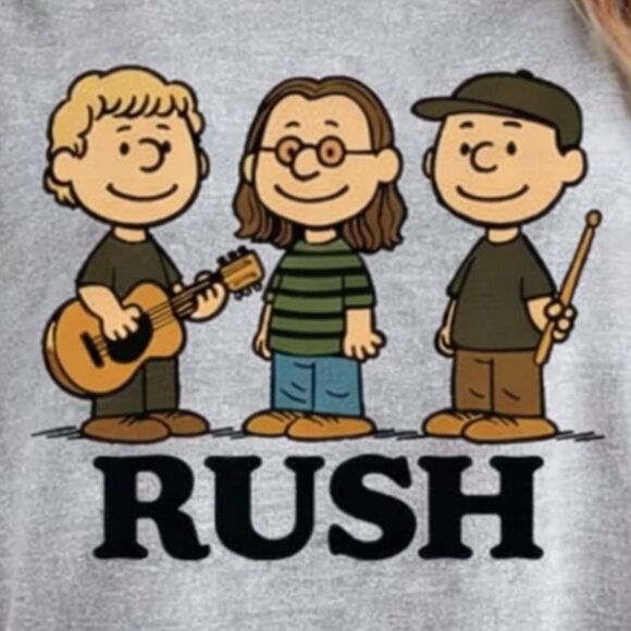 Rush Band Tee Retro Cartoon Style, Geddy Lee, Alex Lifeson & Neil Peart 170 - Picture 2 of 5